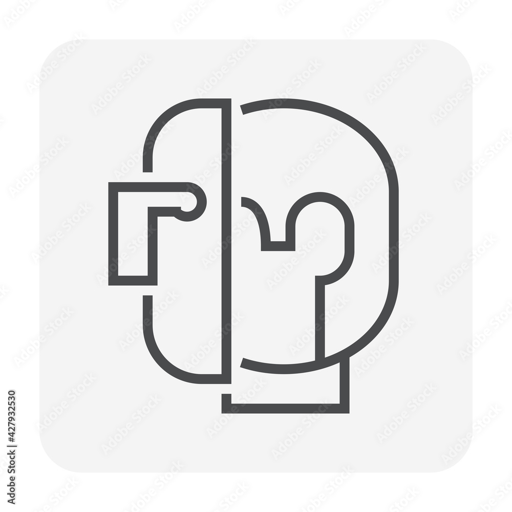 Welding mask, guard or face shield vector icon. Personal protective equipment or safety tool for protection welder in metalworking, construction. To cover full face, eye by glass, plastic. 64x64 pixel Welding mask, guard or face shield vector icon. Personal protective equipment or safety tool for protection welder in metalworking, construction. To cover full face, eye by glass, plastic. 64x64 pixel