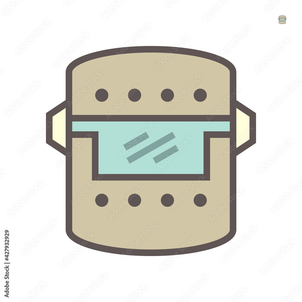 Welding mask, guard or face shield vector icon. Personal protective equipment or safety tool for protection welder in metalworking, construction. To cover full face, eye by glass, plastic. 64x64 pixel Welding mask, guard or face shield vector icon. Personal protective equipment or safety tool for protection welder in metalworking, construction. To cover full face, eye by glass, plastic. 64x64 pixel