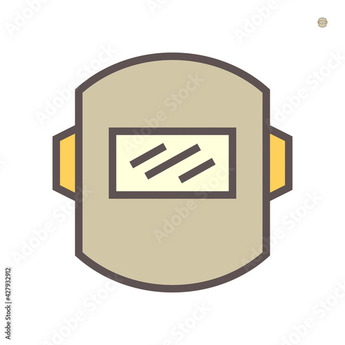 Welding mask, guard or face shield vector icon. Personal protective equipment or safety tool for protection welder in metalworking, construction. To cover full face, eye by glass, plastic. 64x64 pixel