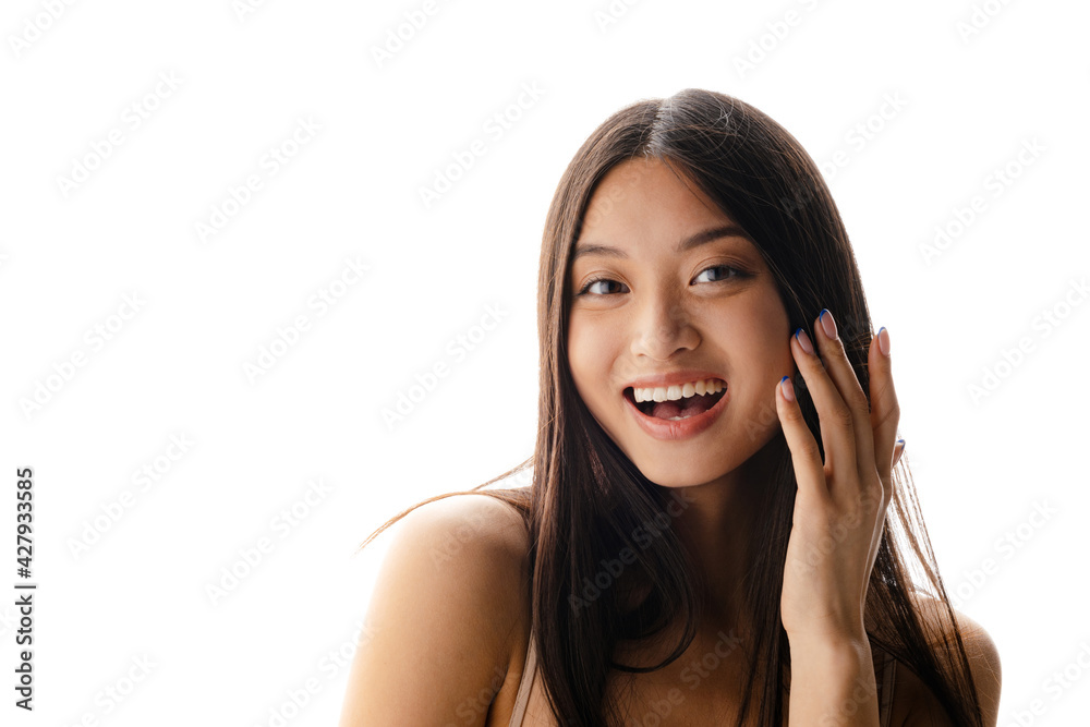 Young asian happy woman smiling and looking at camera Young asian happy woman smiling and looking at camera