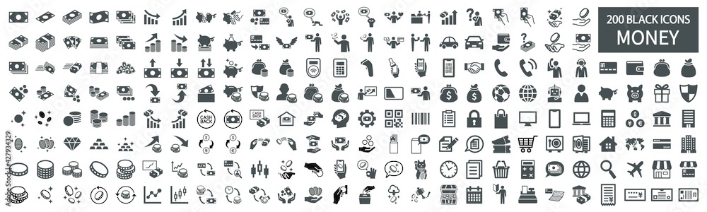 Money related icon set 200