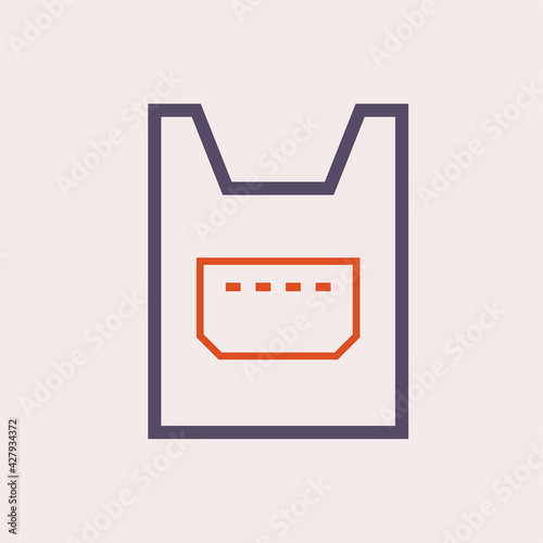 Leather welding apron or fire resistant clothing vector icon. Safety equipment for cover front of body to protect welder and blacksmith from danger, flame, heat, fire, burn and radiation in hot work.