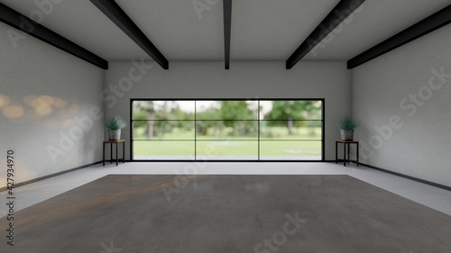 Adobe dimension background interior table in show room 3d render