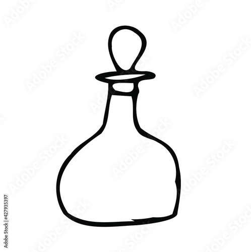 Vector doodle drink decanter of beer, for kitchen, café, bar, restaurant, cups of tea, coffee, decanter for water, lemonade, juice, glasses for wine, champagne, brandy, cocktail, martini