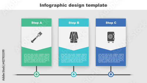Set Fork, Bathrobe and Safe. Business infographic template. Vector