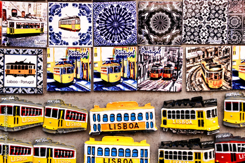 Colorful magnet souvenirs of Lisbon city