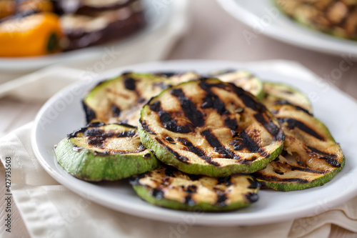 Grilled Zucchini on a Plate. High quality photo.