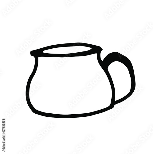 Vector doodle drink decanter of beer, for kitchen, café, bar, restaurant, cups of tea, coffee, decanter for water, lemonade, juice, glasses for wine, champagne, brandy, cocktail, martini