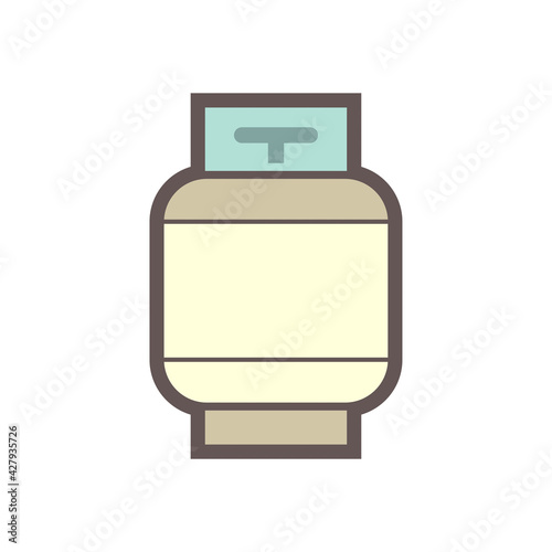 LPG gas tank, gas cylinder vector icon. Also called bottle, canister. Refill pressure vessel or container for storage natural gas, liquefied petroleum gas, propane, butane at high pressure for cooking