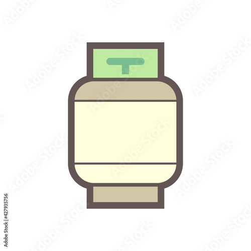 LPG gas tank, gas cylinder vector icon. Also called bottle, canister. Refill pressure vessel or container for storage natural gas, liquefied petroleum gas, propane, butane at high pressure for cooking