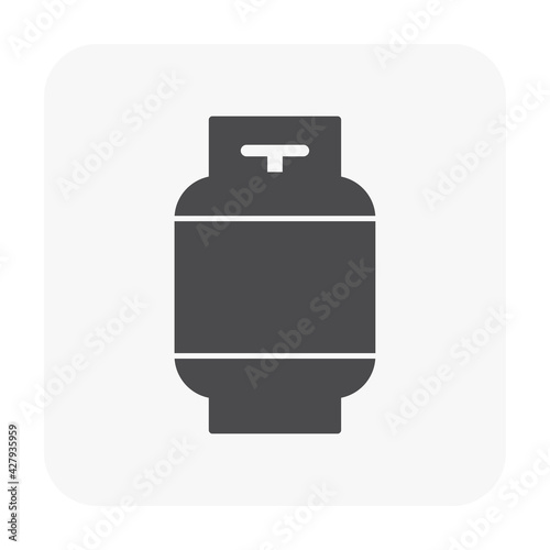 LPG gas tank, gas cylinder vector icon. Also called bottle, canister. Refill pressure vessel or container for storage natural gas, liquefied petroleum gas, propane, butane at high pressure for cooking