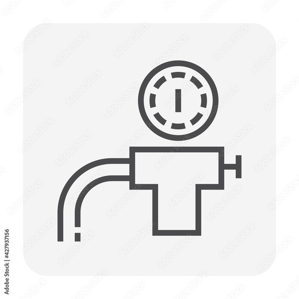 Gas cylinder and equipment vector icon. Consist of tank bottle, valve, air regulator, pressure gauge and fuel gas i.e. acetylene, argon, oxygen, nitrogen for welding, cutting in industry. 64x64 px. Gas cylinder and equipment vector icon. Consist of tank bottle, valve, air regulator, pressure gauge and fuel gas i.e. acetylene, argon, oxygen, nitrogen for welding, cutting in industry. 64x64 px.