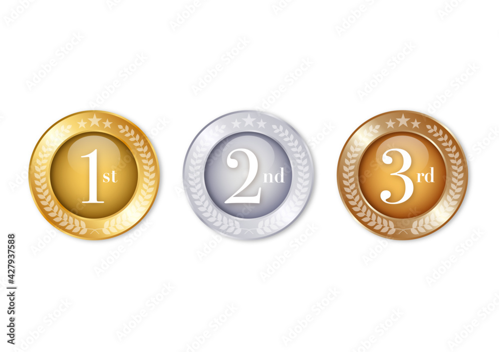 光沢 金メダル 銀メダル 銅メダル Stock Vector Adobe Stock