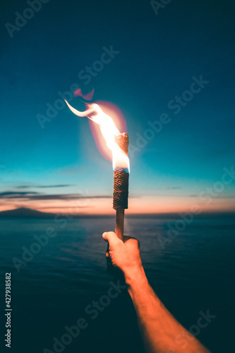 First person view of arm with torch