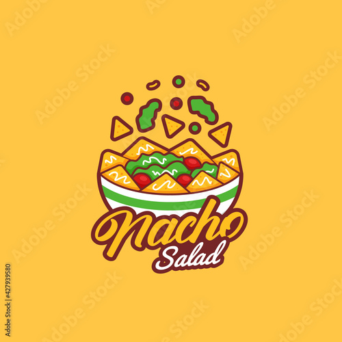 Taco nacho mexican salad bowl logo icon symbol illustration