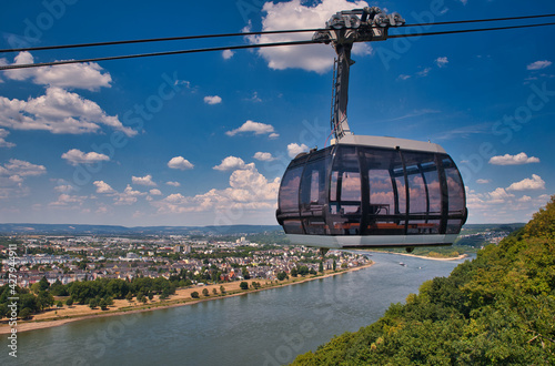 Seilbahn über den Rhein bei Koblenz Rheinland Pfalz Deutschland