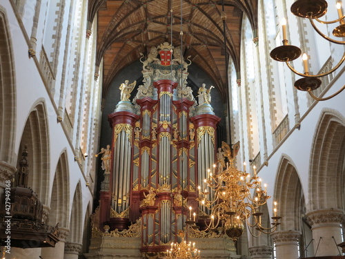 Bavo Church Interior with Müller Organ In Haarlem, Holland photo