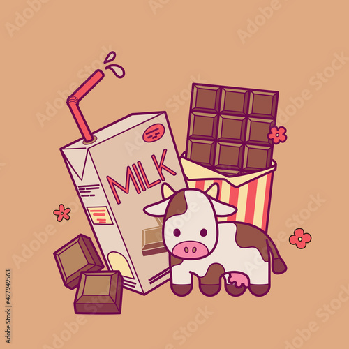 Chocolate Milk and cute cow mascot