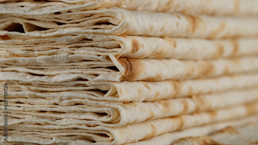 Flat bread lavash close up