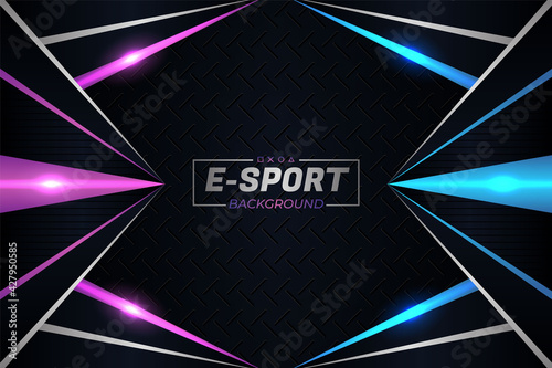 E-Sports Style Modern Futuristic Glow Blue and Purple with Realistic Metallic Background
