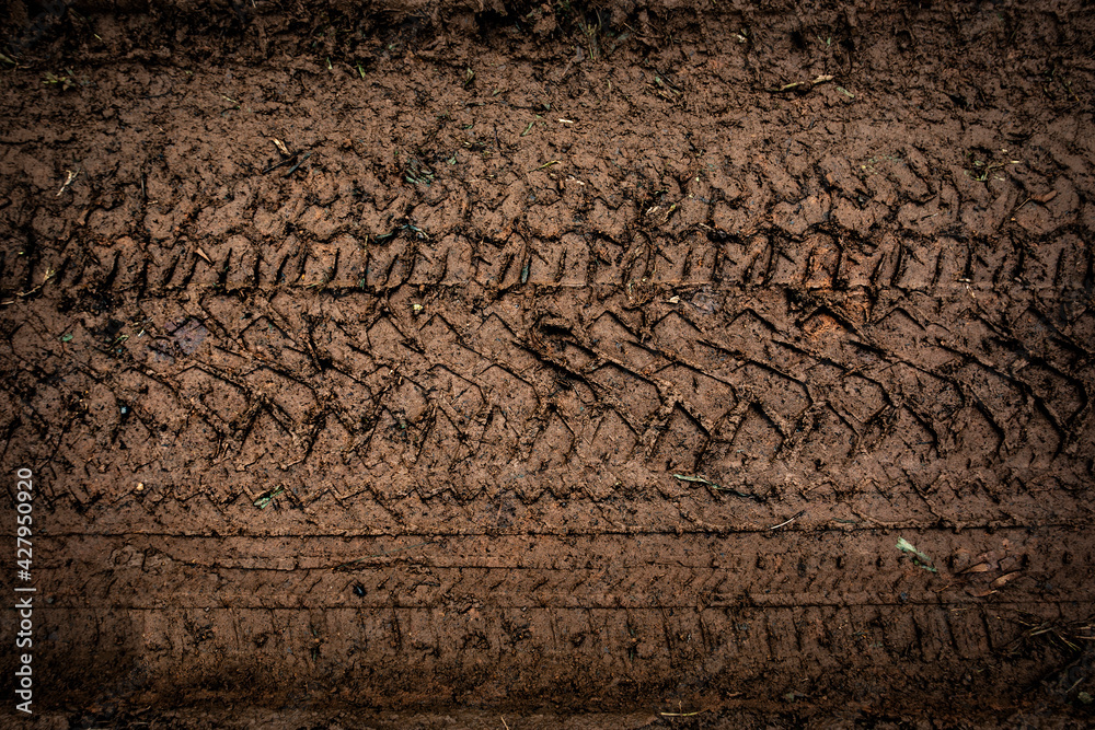 wheel track on mud for background