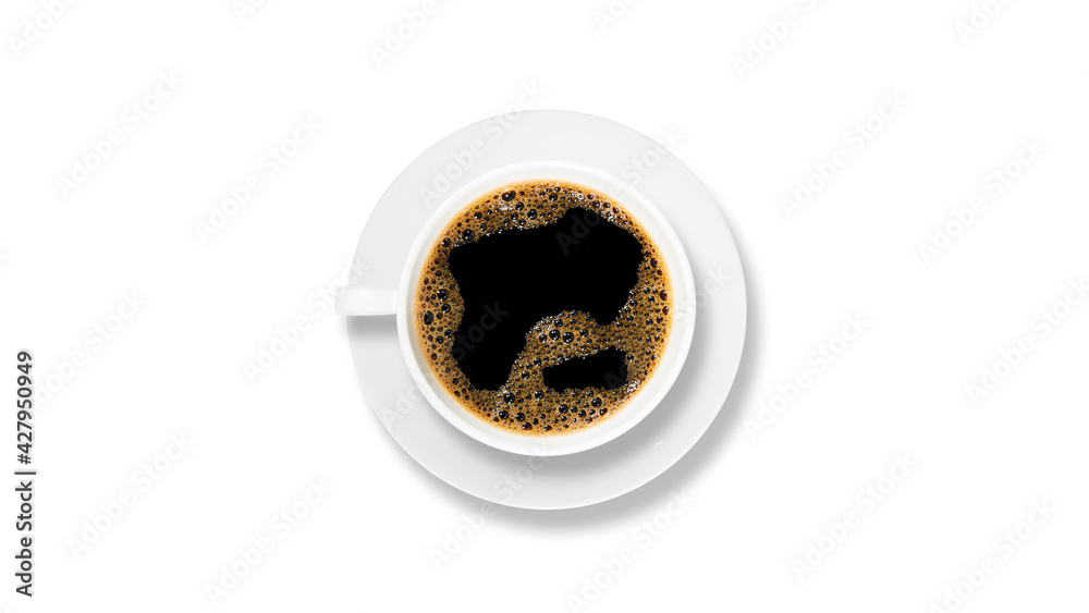 photos of black coffee in a white cup from above that separate the white background. isolated photo photos of black coffee in a white cup from above that separate the white background. isolated photo