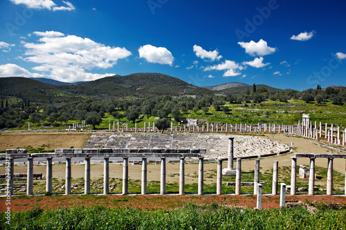 The ancient stadium at the archaeological site of Messene or Messini, Messenia Prefecture, Peloponnese, Greece. photo