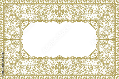Decorative monochrome ornate retro design blank card