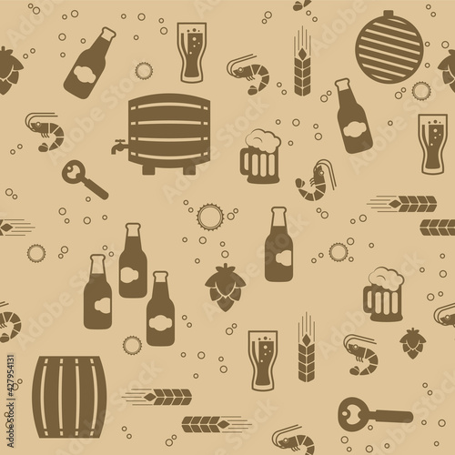 beer seamless pattern from a set of icons