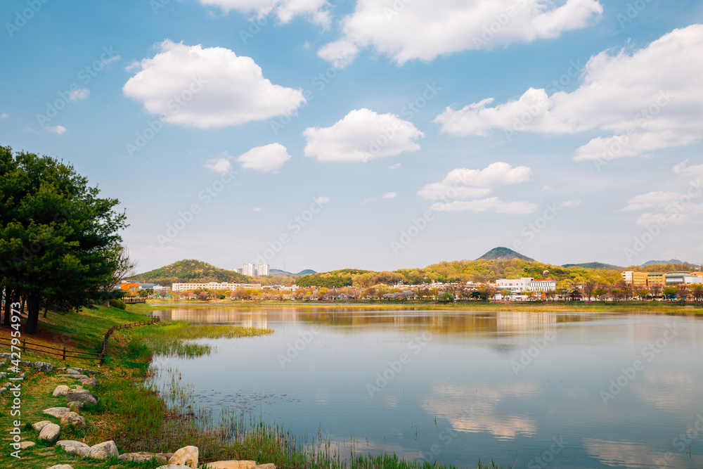 Hwarang Recreation Area park at spring in Ansan, Korea