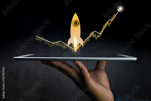 Digital currency bitcoin photo concept