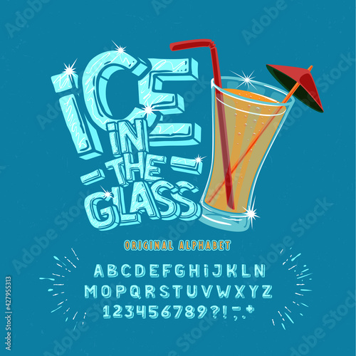  Display hand crafted vintage Font Ice in the Glass.