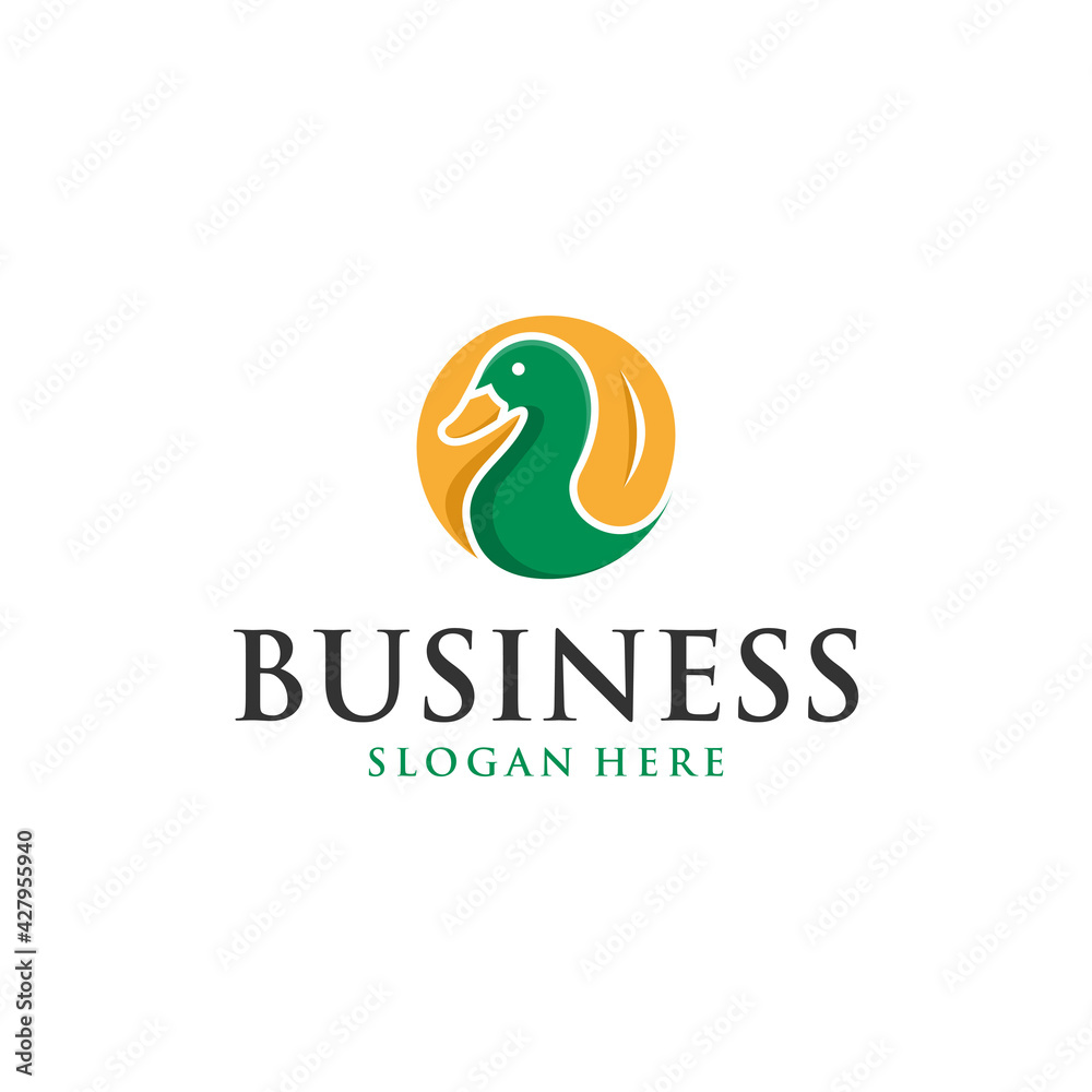 Animal Duck Circle Vector Logo Design