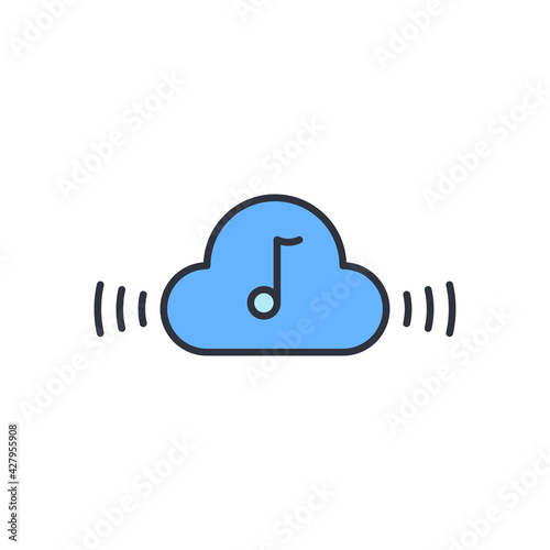  Music streaming service icon isolated on white and black background. Sound cloud computing, online media streaming, online song, audio wave. Vector Illustration