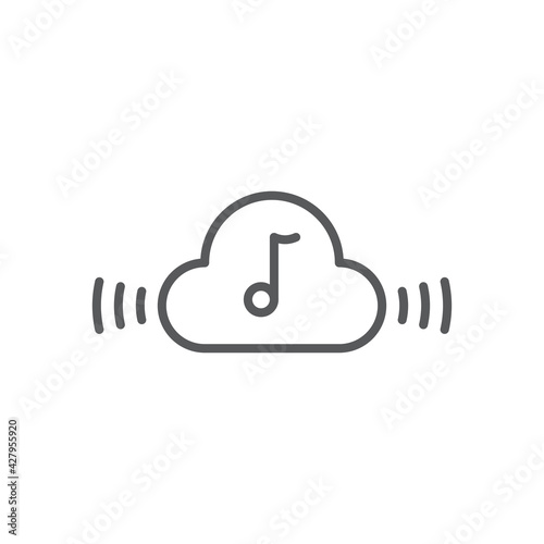  Music streaming service icon isolated on white and black background. Sound cloud computing, online media streaming, online song, audio wave. Vector Illustration