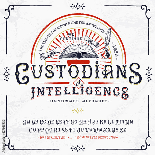 Font Custodians of intelligence. Craft retro type