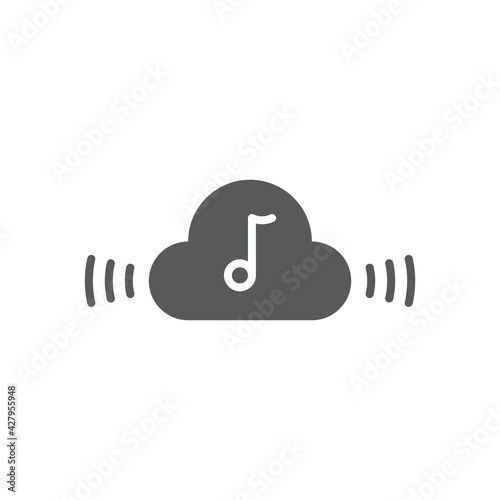  Music streaming service icon isolated on white and black background. Sound cloud computing, online media streaming, online song, audio wave. Vector Illustration