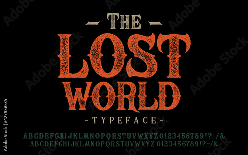 Font The Lost World. Craft retro vintage typeface 