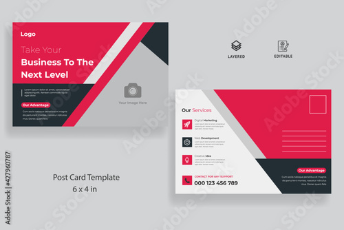 Corporate business postcard template with creative layout vector design