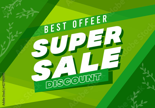 Spring green sale, Super big finale special offer, square banner nature background. Abstract discount design template eco bio sale layout poster. Mega sale vector illustration. Promotion modern flyer.