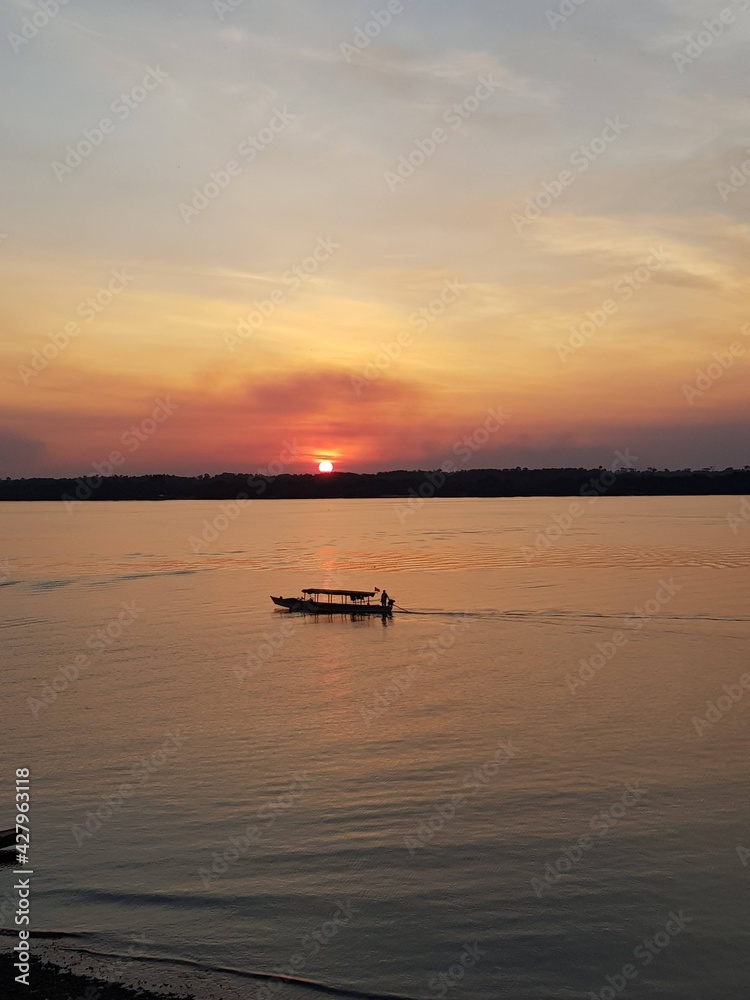 boat at sunset