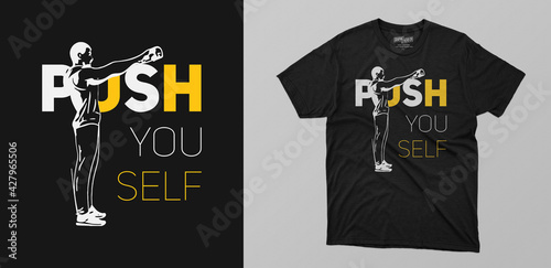 push yourself modern typography gym t-shirt design motivational