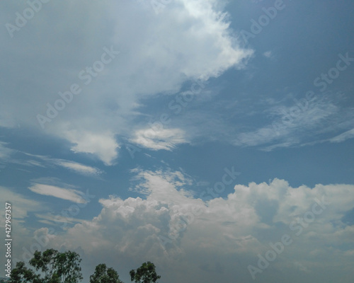 Nature photography, beautiful weather conditions, sunset scenery view of blue sky and cloudy background © Pratima