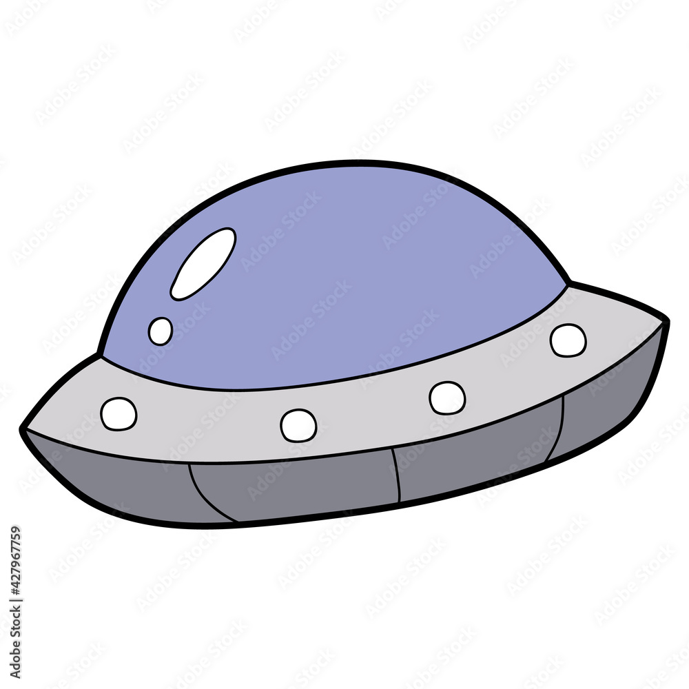 Vector educational illustration of cute cartoon UFO for children and ...