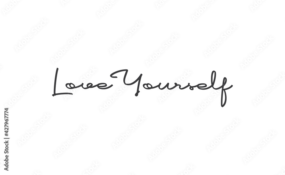 Love yourself phrase. Calligraphy lettering. Vector quote design. Self love motivation. Love yourself phrase. Calligraphy lettering. Vector quote design. Self love motivation.