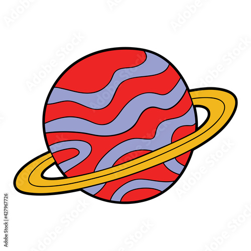 Vector educational illustration of cute cartoon planet for children and scrap book