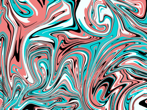 Mixture of acrylic paints. Liquid marble texture. Fluid art. Blue,white, black,and pinkcolors