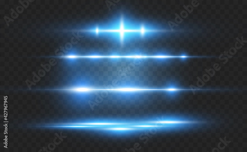 Vector light blue special effect. Glowing bright stripes on a transparent background.