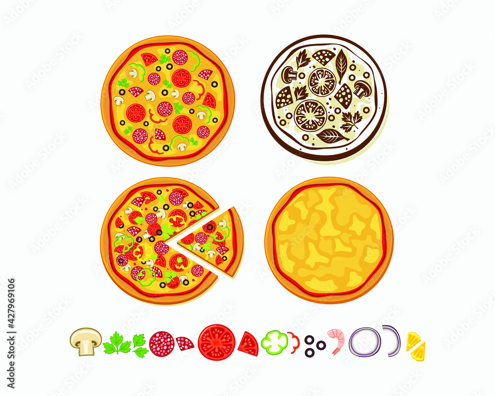 Hot and Spicy Pizza vector Illustration Hot and Spicy Pizza vector Illustration