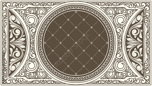 Decorative monochrome ornate retro design blank card